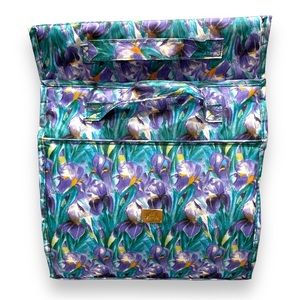 Joy Mangano roll up beauty case, XL with iris flowers